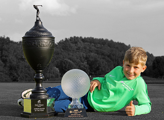 Ruairi Cooper from Enniscorthy Golf Club with the prestigious Gary Player trophy